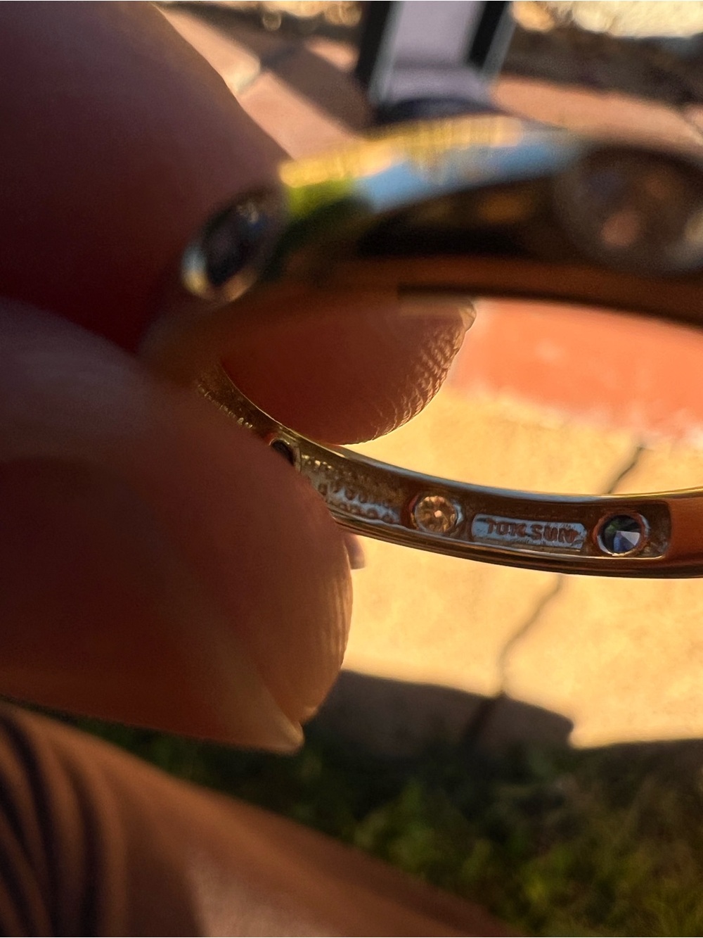10k Solid Gold Band Ring with sapphire and diamond accents - Picture 6 of 9